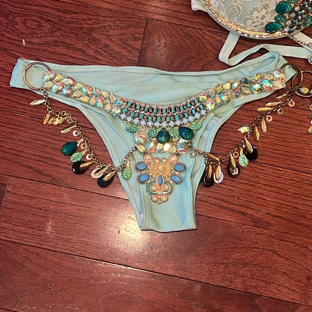 Aqua Jeweled Carnival Costume - Picture 2 of 9